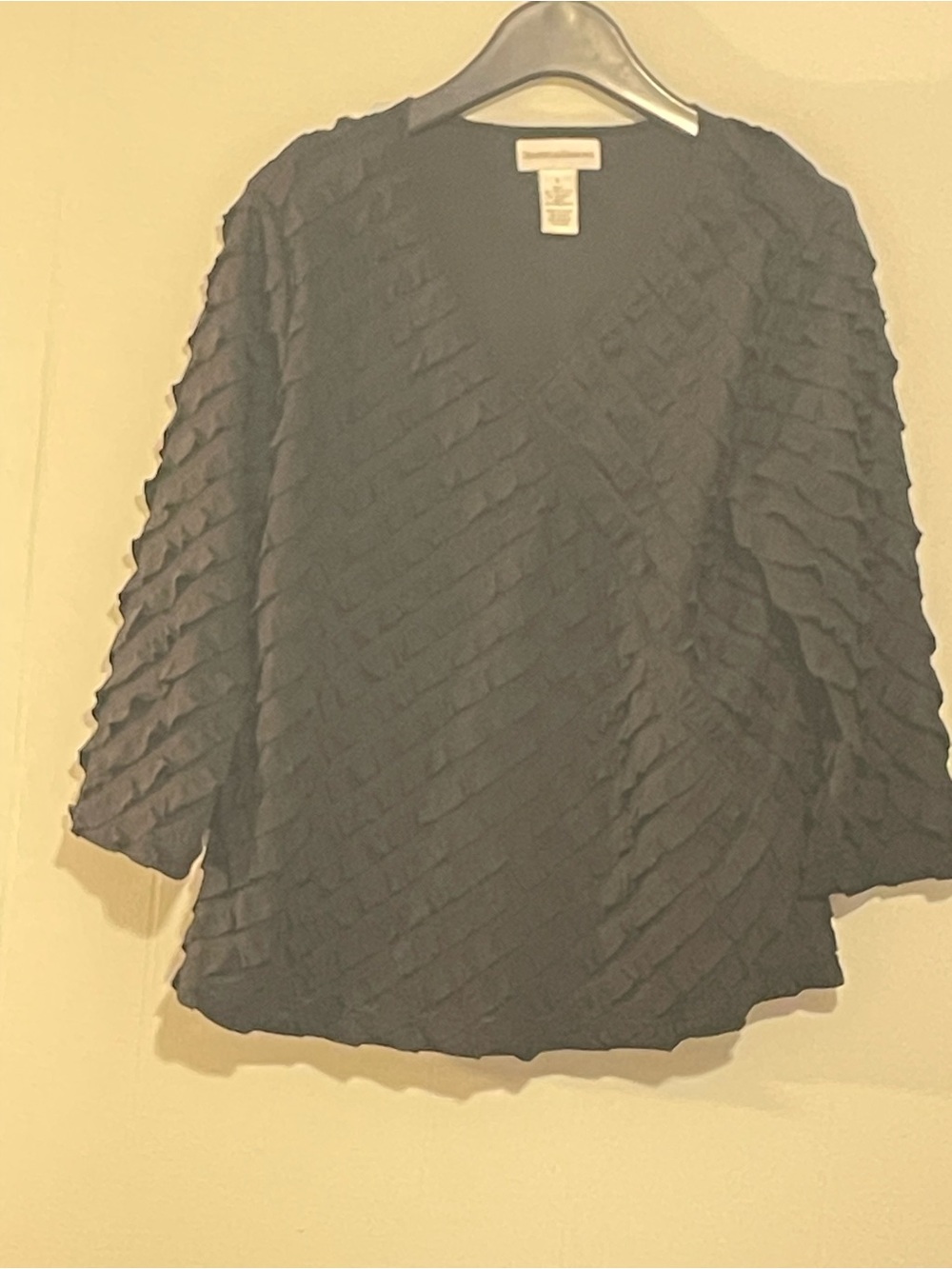 Women’s Black Textured Long Sleeve Blouse. Item # 11555